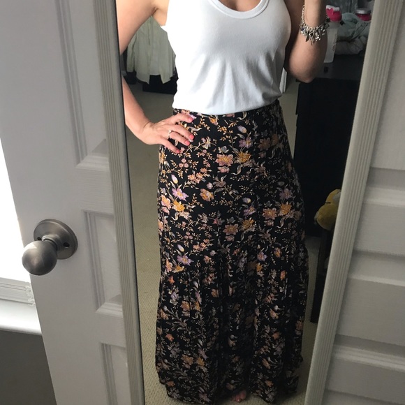 black button down maxi skirt